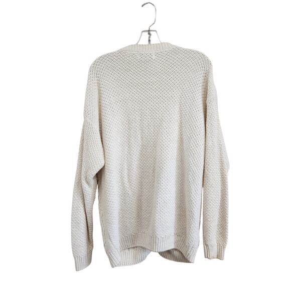 Vintage Worthington Chunky Pom Pom Granny Cottage Sweater Ivory Sz Large - Picture 2 of 6